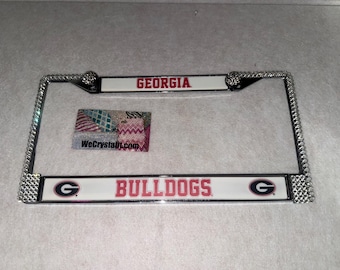Georgia Bulldogs  License Crystal Sport Frame Sparkle Auto Bling Rhinestone Plate Frame with Swarovski Crystals Made by WeCrystalt