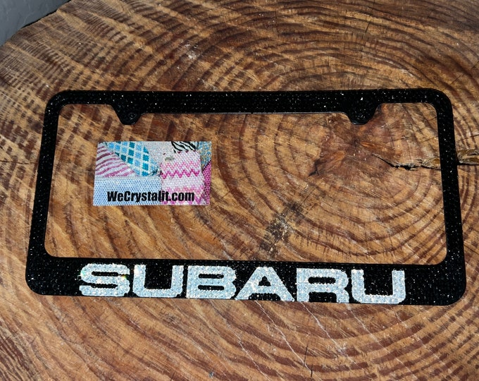 Subaru Crystal black and red Sparkle Auto Bling Rhinestone  License Plate Frame with Swarovski Elements Made by WeCrystalIt