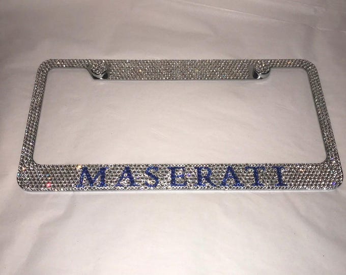 Maserati Crystal Sparkle Auto Bling Rhinestone  License Plate Frame with Swarovski Elements Made by WeCrystalIt