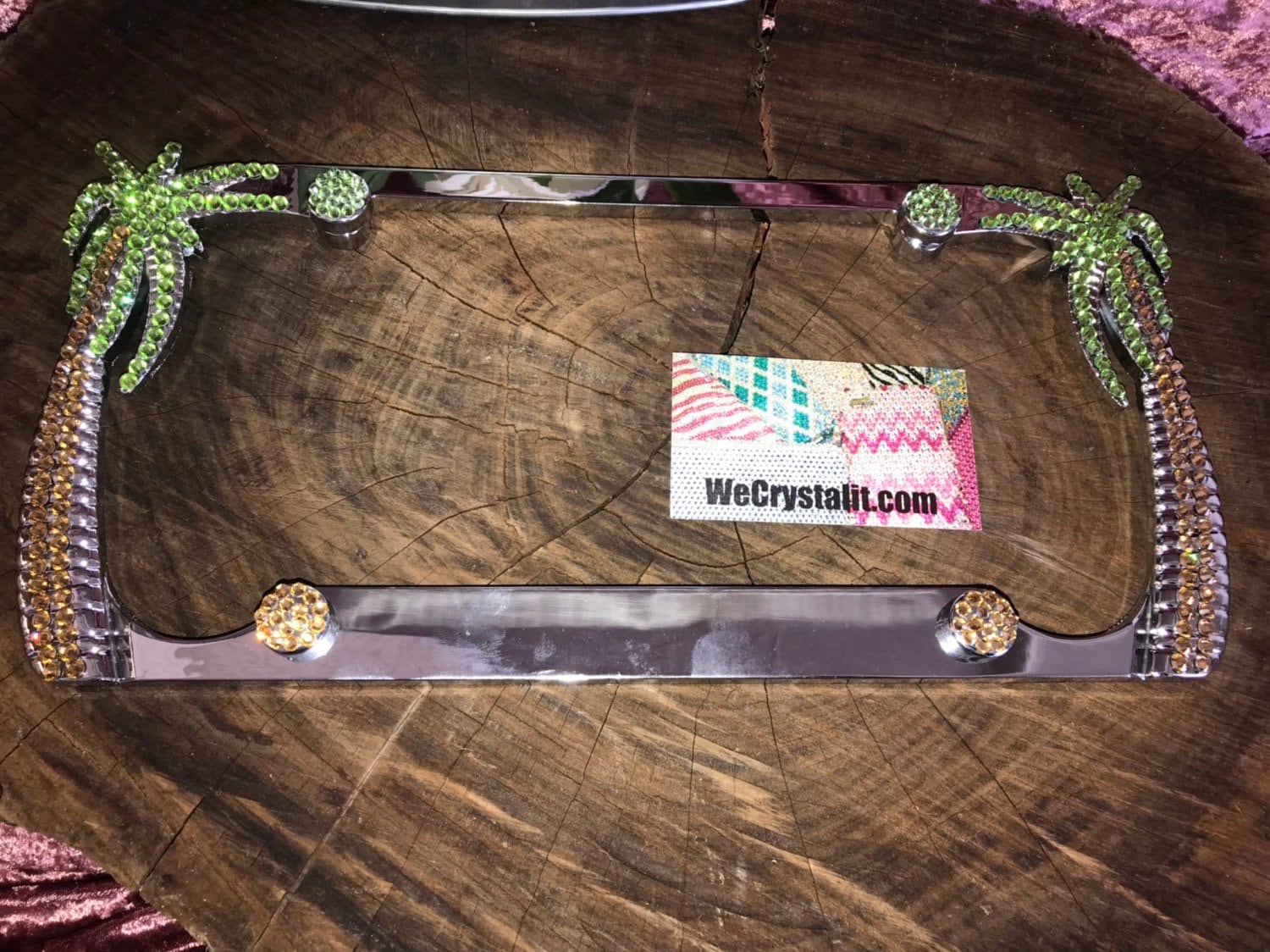 Only one 1 classic Color Palm Tree Sides Crystal Sparkle Auto Bling