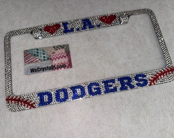 LA Dodgers Crystal Sparkle Auto Bling Rhinestone  License Plate Frame with Swarovski Elements Made by WeCrystalIt