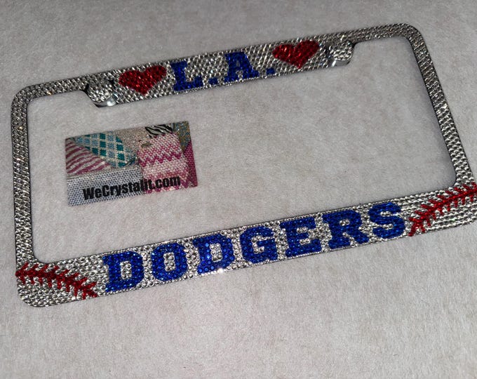 LA Dodgers Crystal Sparkle Auto Bling Rhinestone  License Plate Frame with Swarovski Elements Made by WeCrystalIt