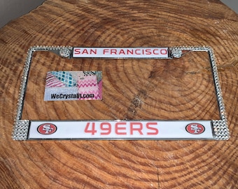 49ers 49 ers San Francisco License Crystal Sport Frame Sparkle Auto Bling Rhinestone Plate Frame with Swarovski Crystals Made by WeCrystalt