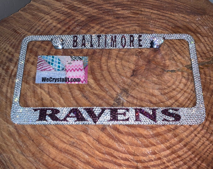 Baltimore Ravens football Crystal Sparkle Auto Bling Rhinestone  License Plate Frame with Swarovski Elements Made by WeCrystalIt