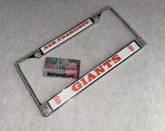 Giants San Francisco License Crystal Sport on Silver Frame Sparkle Auto Bling Rhinestone Plate Frame with Swarovski Elements