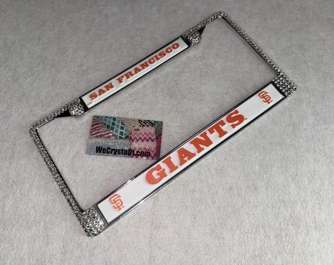 Giants San Francisco License Crystal Sport on Silver Frame Sparkle Auto Bling Rhinestone Plate Frame with Swarovski Elements