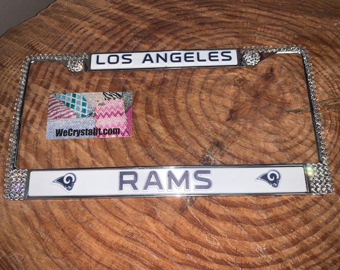 LA Rams License Crystal New Orleans Football  Frame Sparkle Auto Bling Rhinestone Plate Frame with Swarovski Elements Made by WeCrystalIt