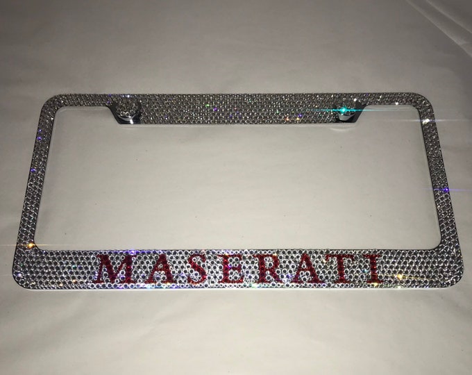 Maserati Crystal Sparkle Auto Bling Rhinestone  License Plate Frame with Swarovski Elements Made by WeCrystalIt