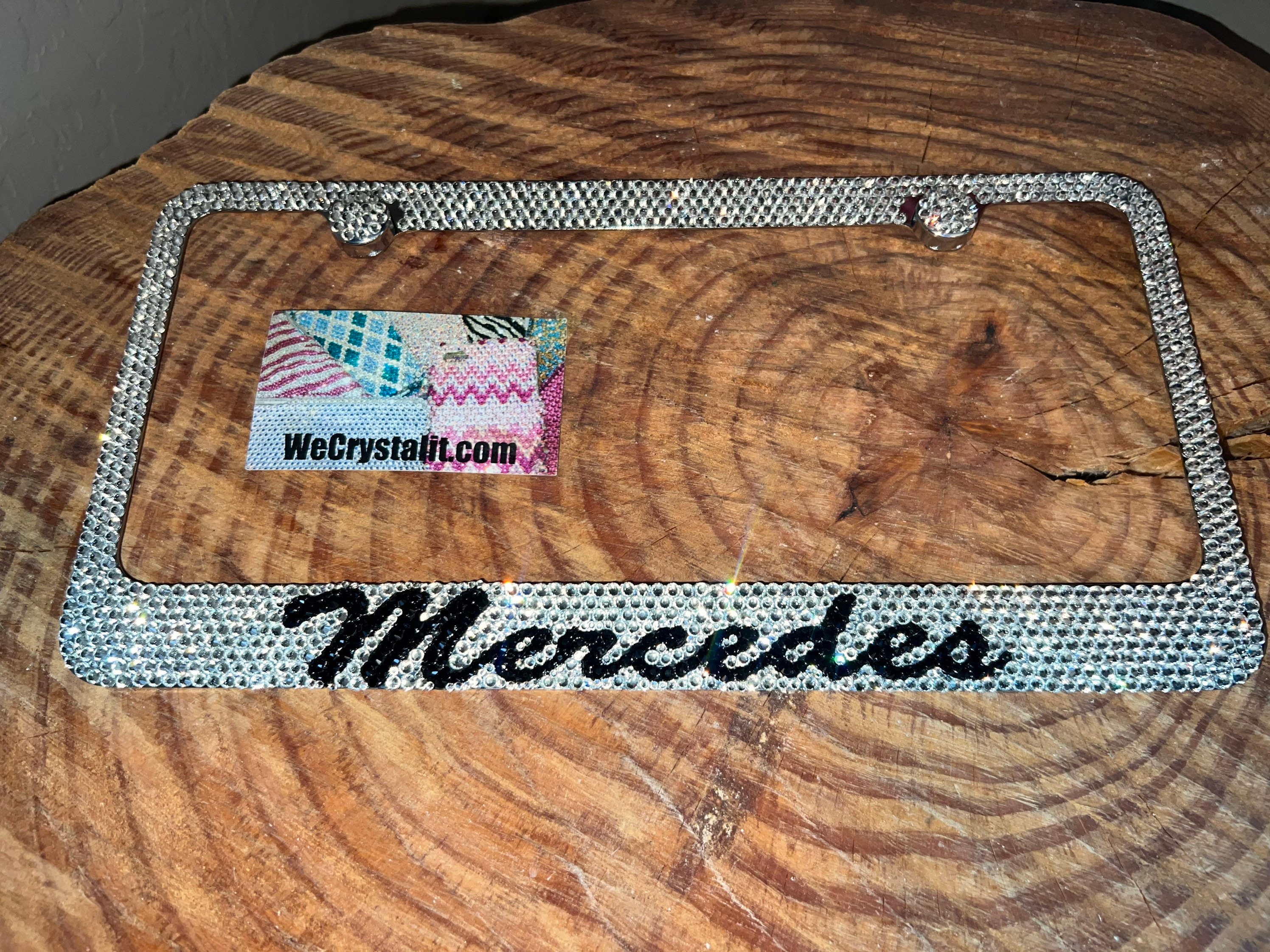 Mercedes license plate frame bling deals