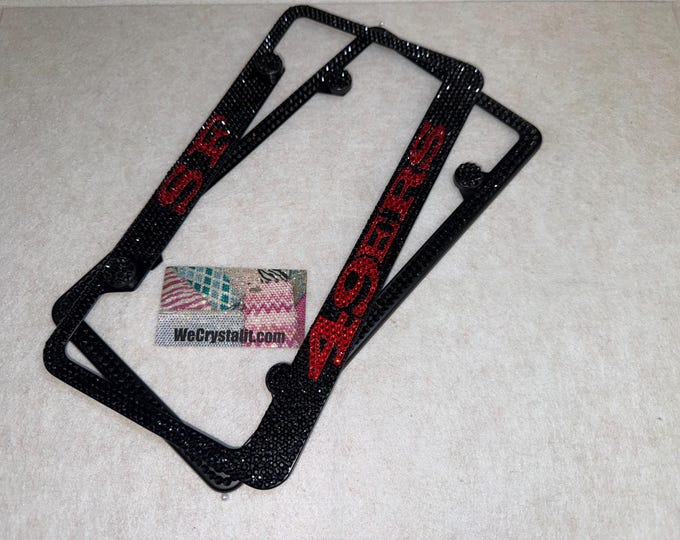 San Francisco 49ers 49 ers set of 2 Crystal Sparkle Auto Bling Rhinestone  License Plate Frame with Swarovski Elements Made by WeCrystalIt
