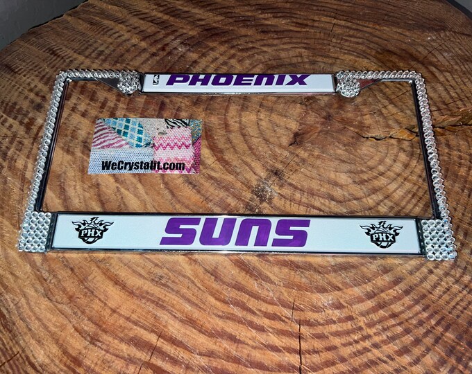 Phoenix Suns basketball License Crystal Sport Sparkle Auto Bling Rhinestone Plate Frame with Swarovski Element Made by WeCrystalIt