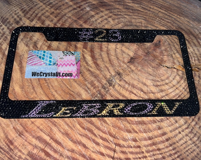 LA Lakers Lebron Crystal Sparkle Auto Bling Rhinestone  License Plate Frame with Swarovski Elements Made by WeCrystalIt
