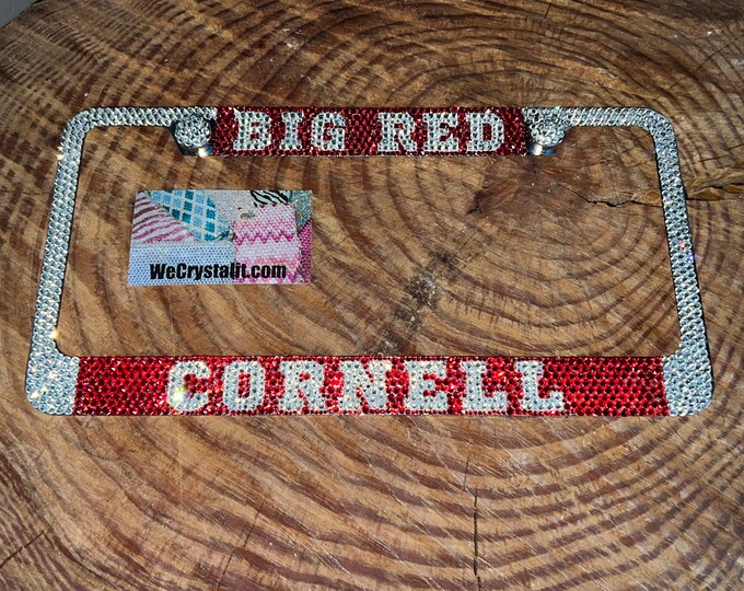 Cornell big red  Crystal Sparkle Auto Bling Rhinestone License Plate Frame with Swarovski Elements Made by WeCrystalIt