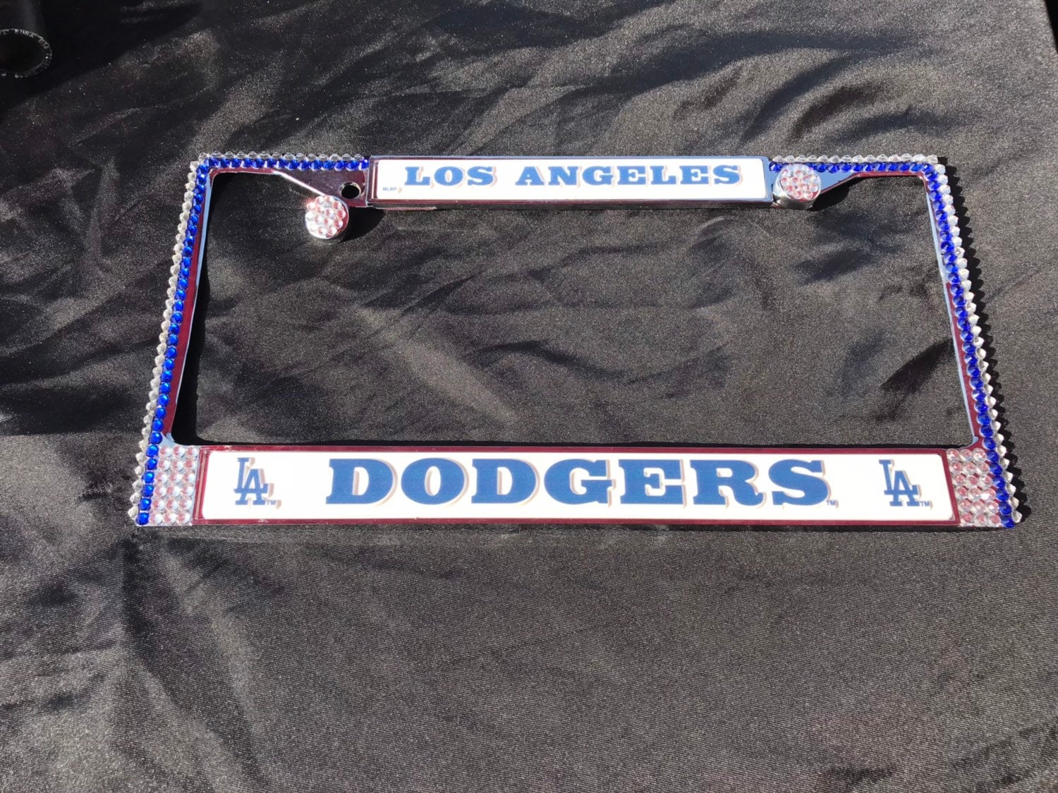 Los Angeles Dodgers License Crystal Sport Silver Frame Sparkle Auto