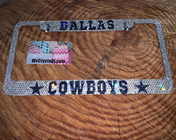 Dallas Cowboys Crystal Sparkle Auto Bling Rhinestone License Plate Frame with Swarovski Elements Made by WeCrystalIt