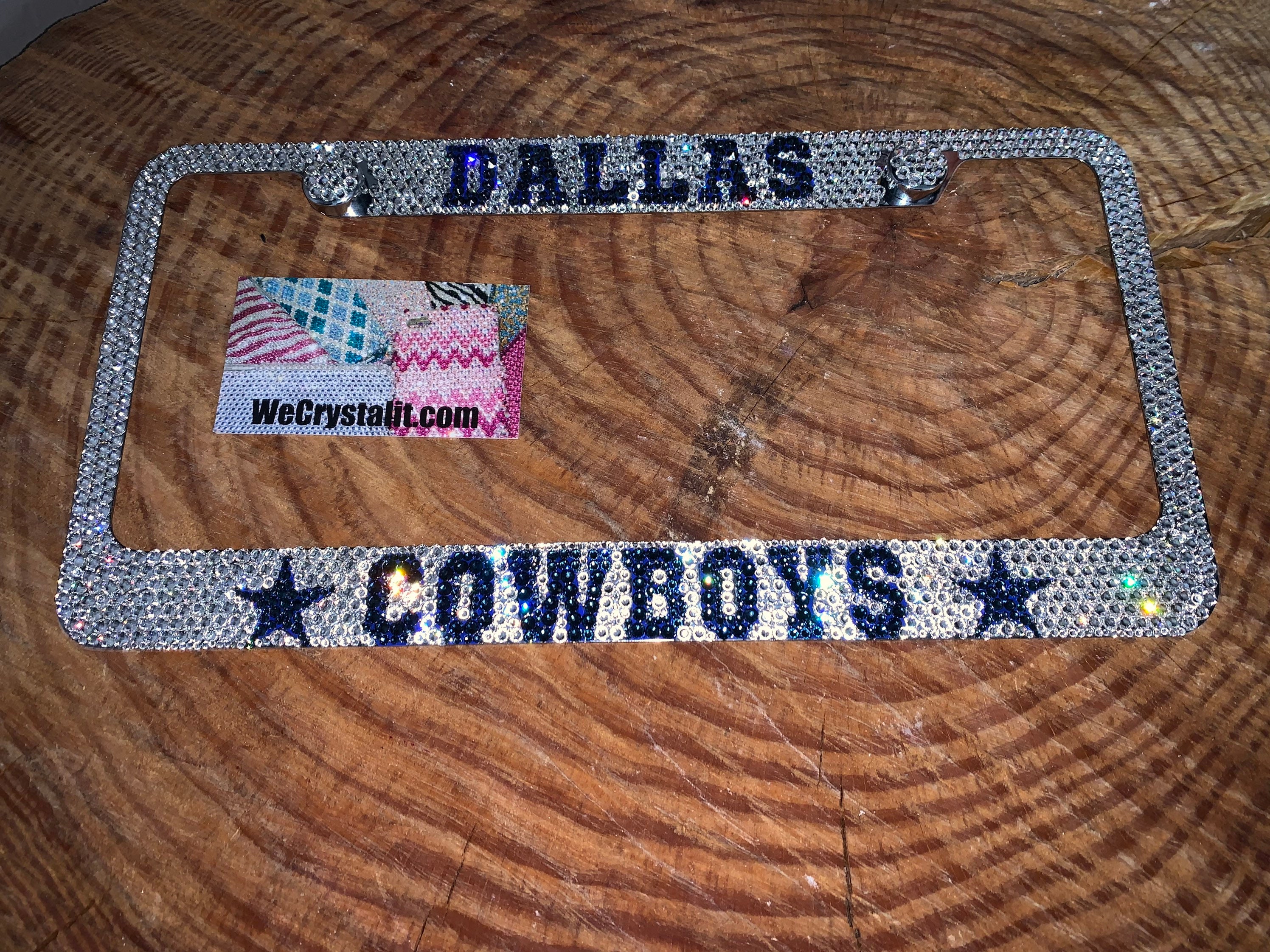 Dallas Cowboys Crystal Sparkle Auto Bling Rhinestone License Plate Frame  with Swarovski Elements Made by WeCrystalIt