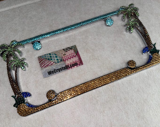 Classic Color Palm Tree Crystal Sparkle Auto Bling Rhinestone  License Plate Frame with Swarovski Elements Made by WeCrystalIt