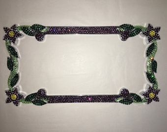 Purple Amethyst  Daisy Flower Crystal Sparkle Auto Bling Rhinestone  License Plate Frame with Swarovski Elements Made by WeCrystalIt
