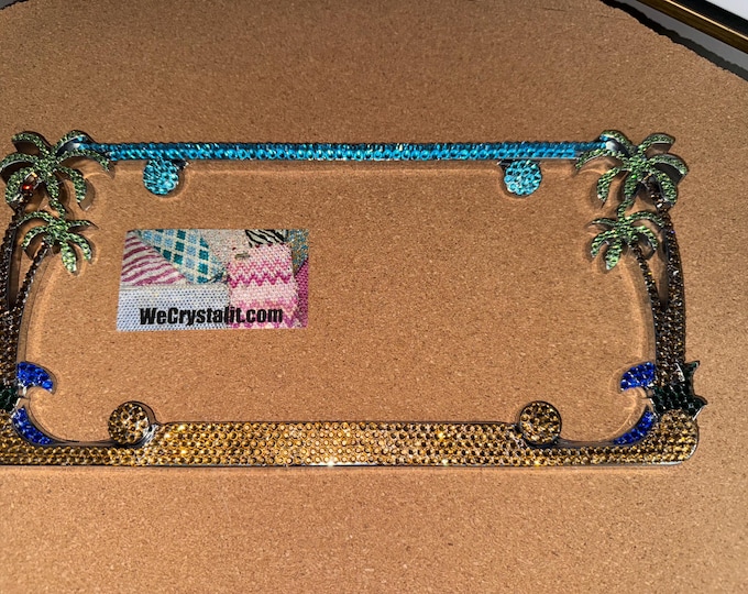 Classic Color Palm Tree Crystal Sparkle Auto Bling Rhinestone  License Plate Frame with Swarovski Elements Made by WeCrystalIt