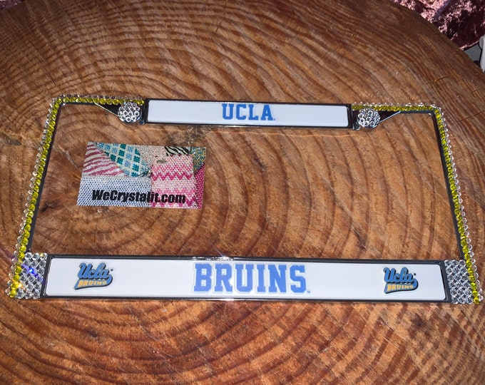 UCLA License Crystal Bruins Sport Football Frame Sparkle Auto Bling Rhinestone Plate Frame with Swarovski Elements Made by WeCrystalIt