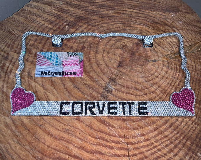 Corvette Crystal Sparkle Auto Bling Rhinestone  License Plate Frame with Swarovski Elements Made by WeCrystalIt