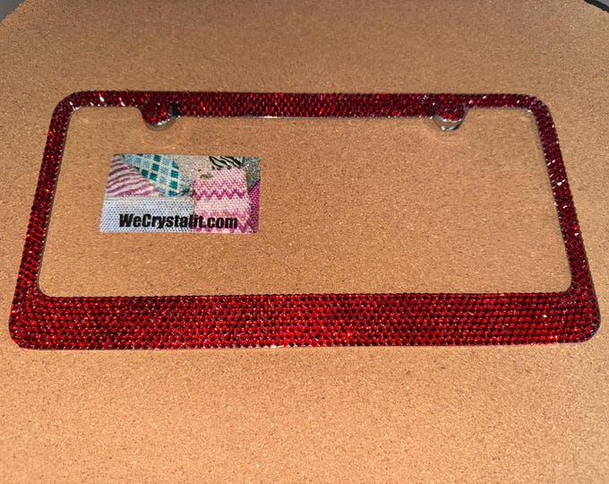 Red Light Siam 8 Row  Swarovski Crystal Bling Rhinestone License Plate Frame Made with Swarovski Elements Made by WeCrystalIt