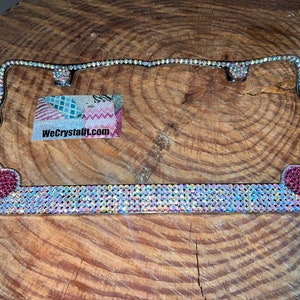 Pink and AB Heart Crystal Sparkle Auto Bling Rhinestone  License Plate Frame with Swarovski Elements Made by WeCrystalIt