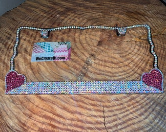 Pink and AB Heart Crystal Sparkle Auto Bling Rhinestone  License Plate Frame with Swarovski Elements Made by WeCrystalIt