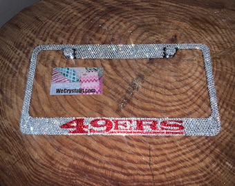 San Francisco 49 ers 49ers Crystal Sparkle Auto Bling Rhinestone License Plate Frame with Swarovski Elements Made by WeCrystalIt