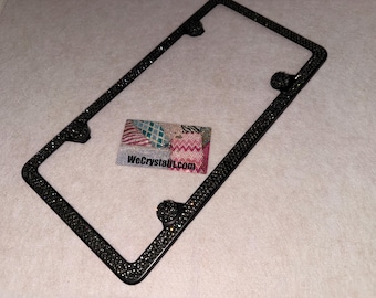 Black Diamond Gray 3 Row Black Frame Crystal Sparkle Auto Bling Rhinestone  License Plate Frame with Swarovski Elements Made by WeCrystalIt