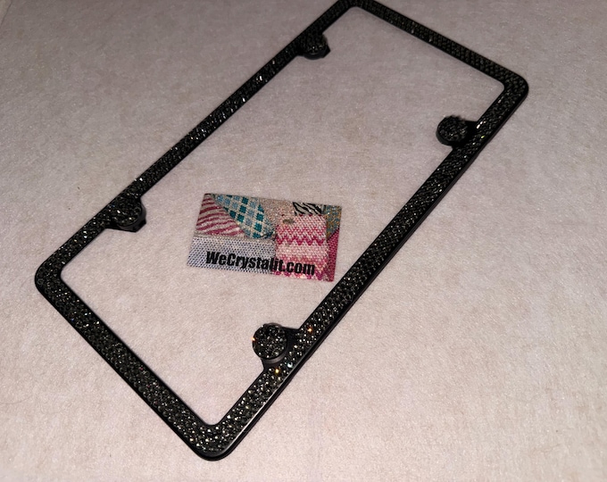 Black Diamond Gray 3 Row Black Frame Crystal Sparkle Auto Bling Rhinestone  License Plate Frame with Swarovski Elements Made by WeCrystalIt