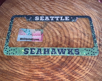 Seattle Seahawks Sparkle Auto Bling Rhinestone  License Plate Frame with Swarovski Elements Made by WeCrystalIt