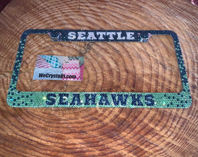 Seattle Seahawks Sparkle Auto Bling Rhinestone  License Plate Frame with Swarovski Elements Made by WeCrystalIt