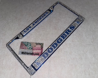 Los Angeles Dodgers License Clear Crystal Sport baseball Frame Sparkle Auto Bling Rhinestone Plate Frame with Swarovski Elements Made WeCrys