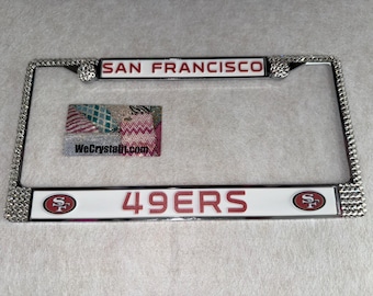 49ers 49 ers San Francisco License Crystal Sport Frame Sparkle Auto Bling Rhinestone Plate Frame with Swarovski Crystals Made by WeCrystalt