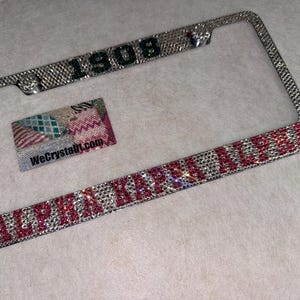ALPHA KAPPA ALPHA 1908 Crystal Sparkle Auto Bling Rhinestone License Plate Frame with Swarovski Elements Made by WeCrystalIt