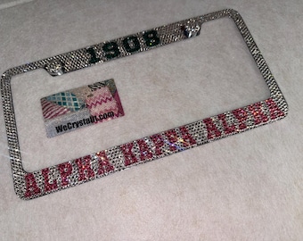 ALPHA KAPPA ALPHA 1908 Crystal Sparkle Auto Bling Rhinestone License Plate Frame with Swarovski Elements Made by WeCrystalIt
