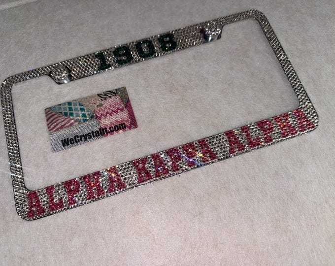 ALPHA KAPPA ALPHA 1908 Crystal Sparkle Auto Bling Rhinestone License Plate Frame with Swarovski Elements Made by WeCrystalIt