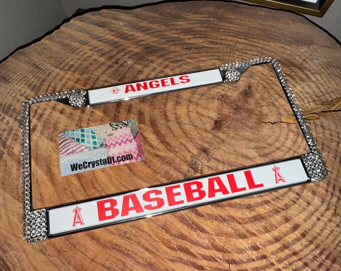 Anaheim Angels License Crystal Baseball Sport  Frame Sparkle Auto Bling Rhinestone  Plate Frame with Swarovski Elements Made by WeCrystalIt