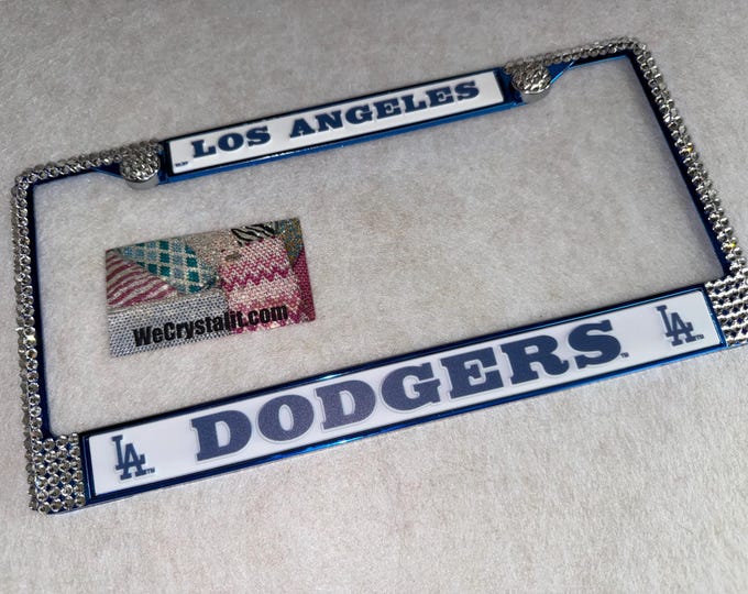 Los Angeles Dodgers Blue License Frame Clear Crystal Sport baseball Sparkle Auto Bling Rhinestone Plate Frame with Swarovski Eles Made WeCry