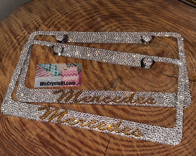 Mercedes set of 2  Crystal Sparkle Auto Bling Rhinestone  License Plate Frame with Swarovski Elements Made by WeCrystalIt