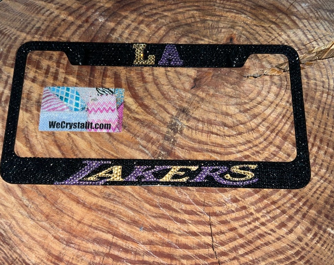 LA Lakers Crystal Sparkle Auto Bling Rhinestone  License Plate Frame with Swarovski Elements Made by WeCrystalIt