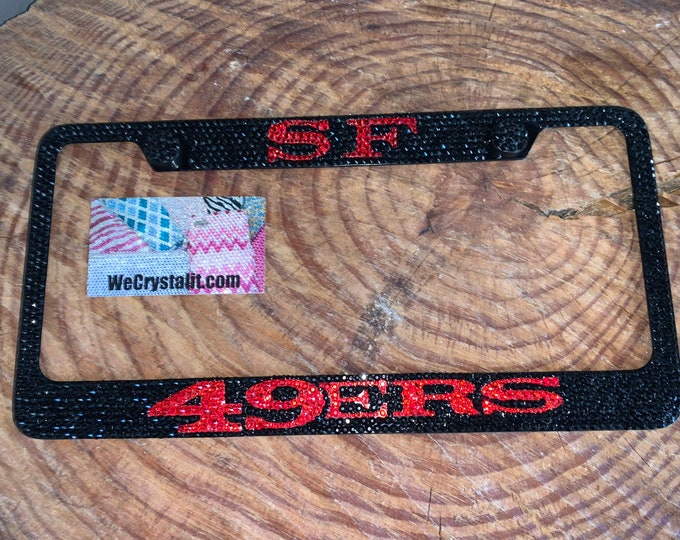 San francisco 49ers Crystal Sparkle Auto Bling Rhinestone  License Plate Frame with Swarovski Elements Made by WeCrystalIt