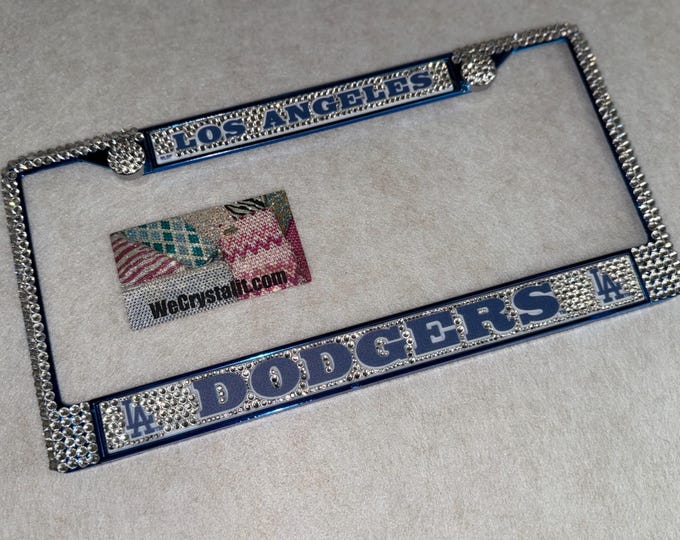 Los Angeles Dodgers License Clear Crystal Sport baseball Frame Sparkle Auto Bling Rhinestone Plate Frame with Swarovski Elements Made WeCrys