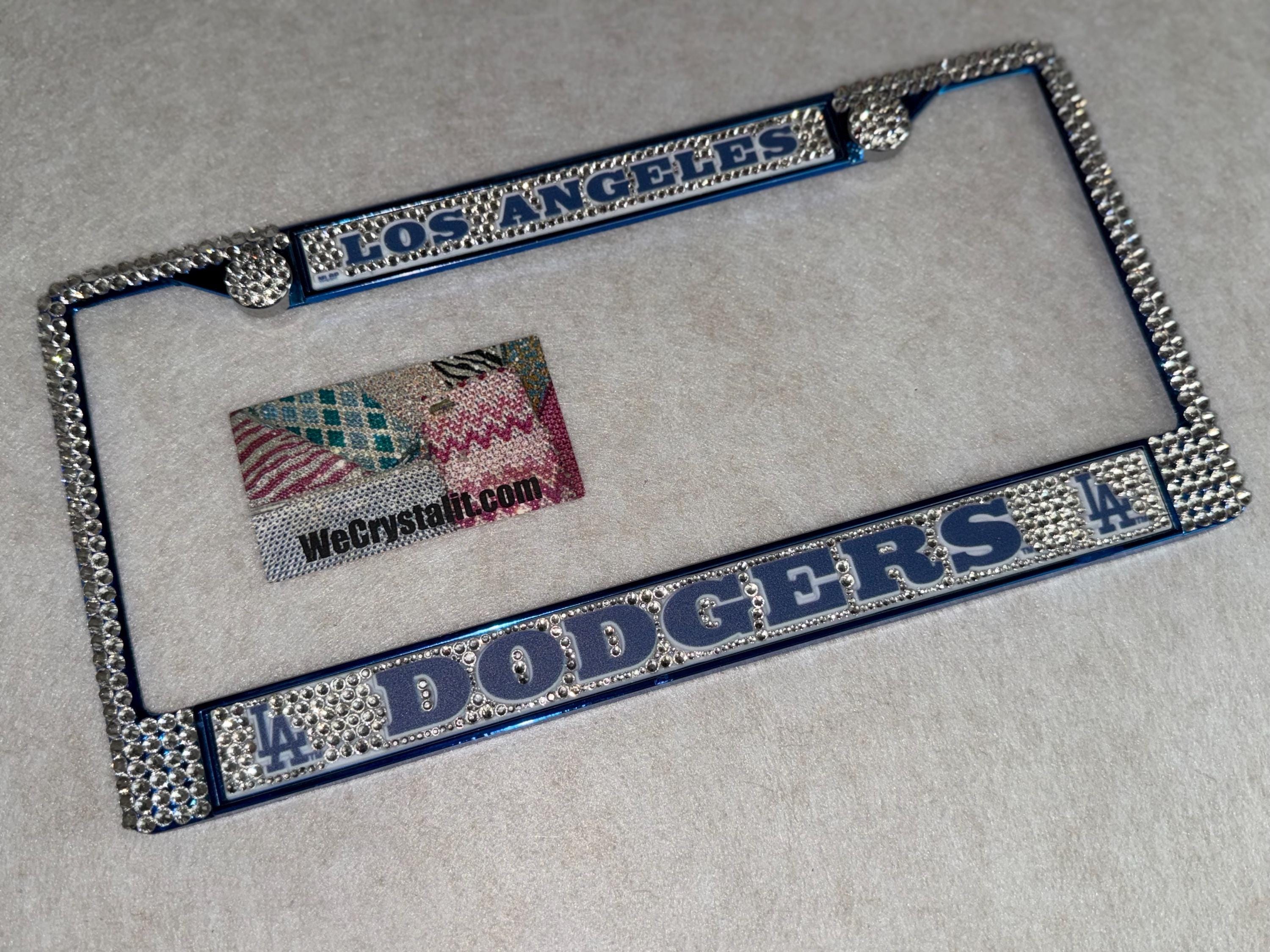 thumbnail interactive-video image 1 of Custom LA Dodgers License Plate Frame – Black Stainless Steel – Front Or Rear – Universal Fit 1 of 2