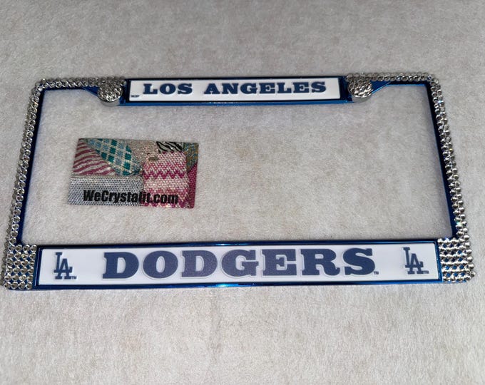 Los Angeles Dodgers Blue License Frame Clear Crystal Sport baseball Sparkle Auto Bling Rhinestone Plate Frame with Swarovski Eles Made WeCry