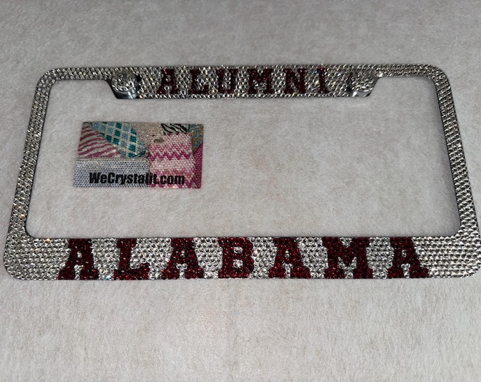 Alabama alumni BAMA Crystal Sparkle Auto Bling Rhinestone  License Plate Frame with Swarovski Elements Made by WeCrystalIt