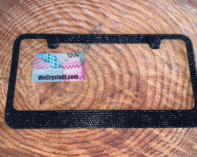 All Jet Black stone Crystal Sparkle Auto Bling Rhinestone  License Plate Frame with Swarovski Elements Made by WeCrystalIt