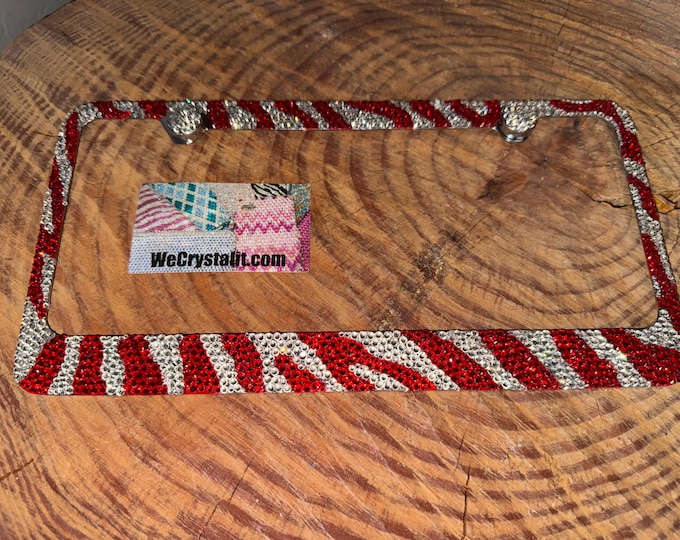 Zebra Crystal Sparkle Auto Bling Rhinestone License Plate Frame with Swarovski Elements Made by WeCrystalIt