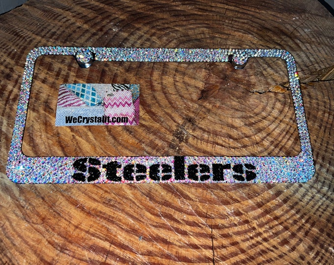 Steelers Crystal Sparkle Auto Bling Rhinestone  License Plate Frame with Swarovski Elements Made by WeCrystalIt